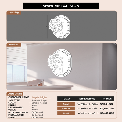 5mm metal sign for Angela Zeigler