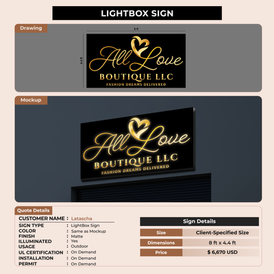 Business signage for Latascha
