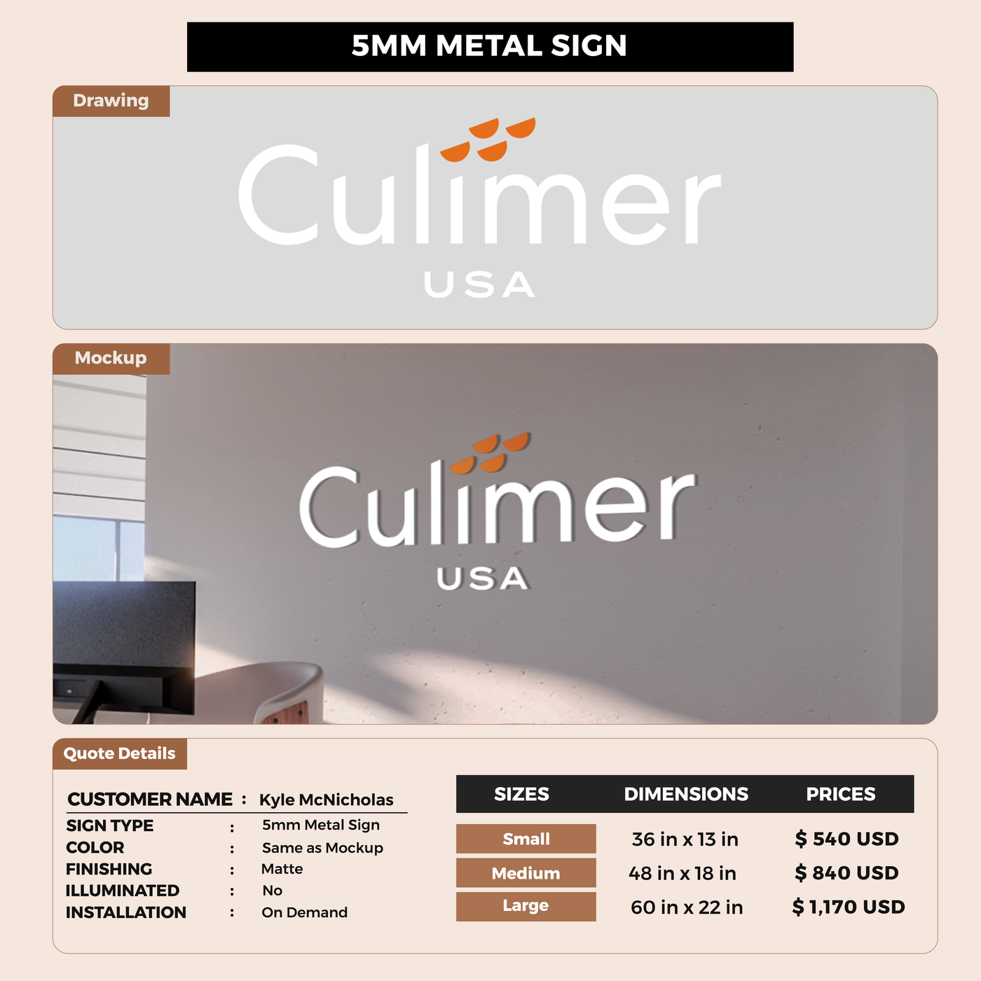 5mm metal sign for Kyle McNicholas