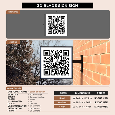 3D Blade Sign for Sarah anderson