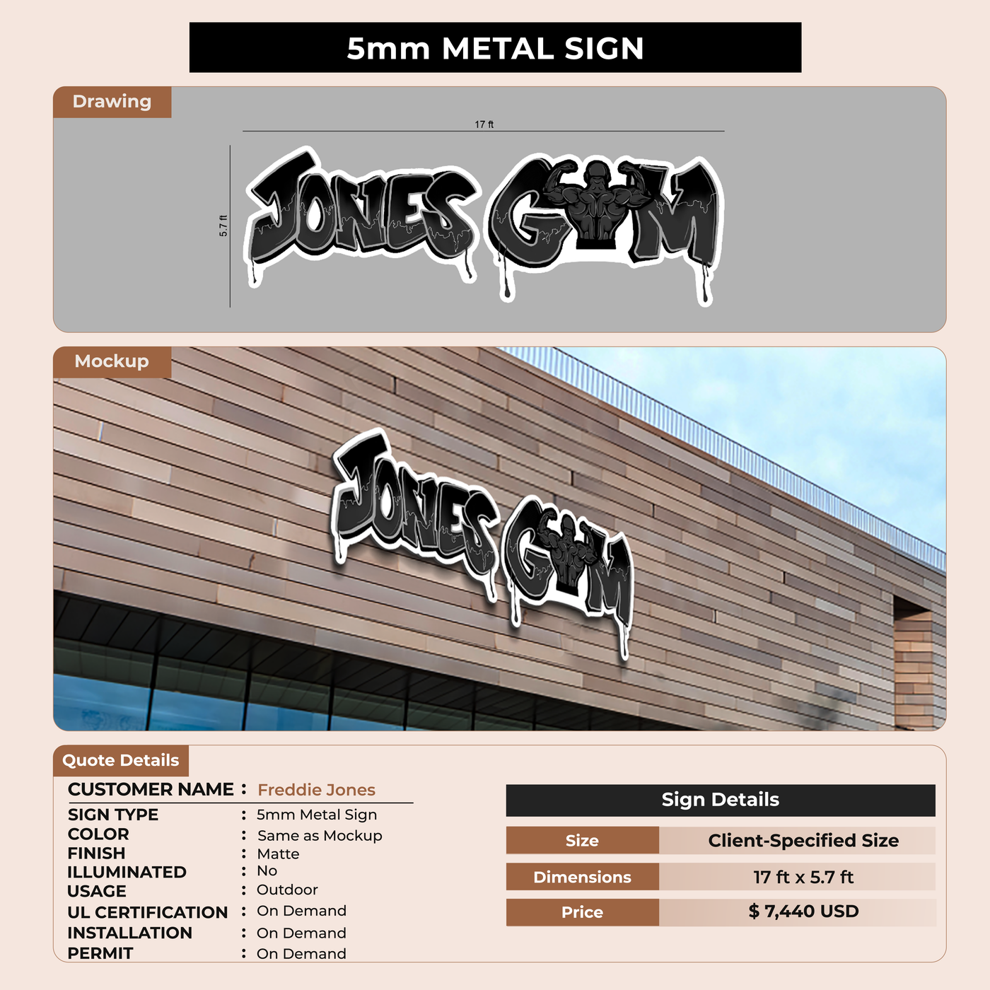 5MM Metal Sign For Freddie Jones