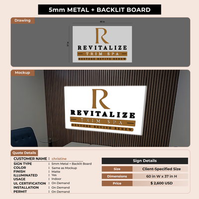 Business Signage for christine@revitalizetrimspa.com