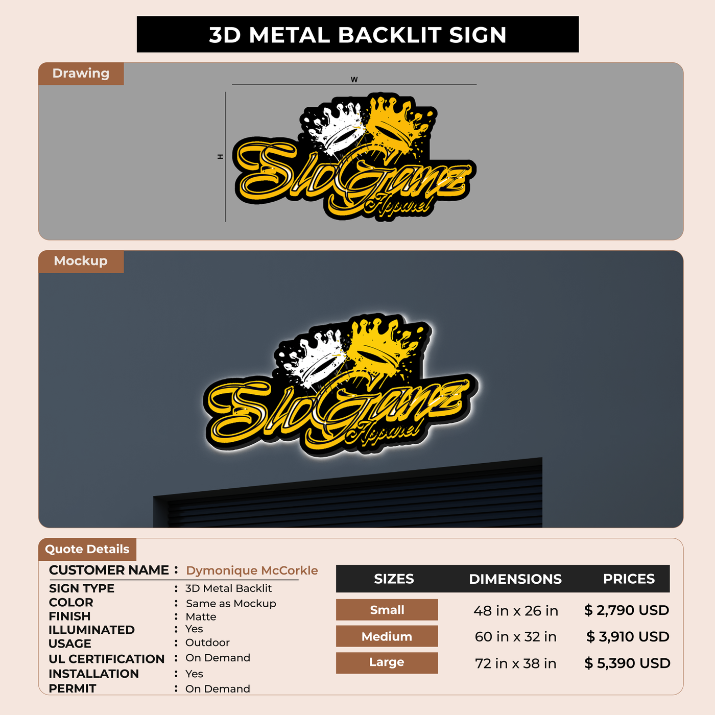 Business signage for Dymonique McCorkle