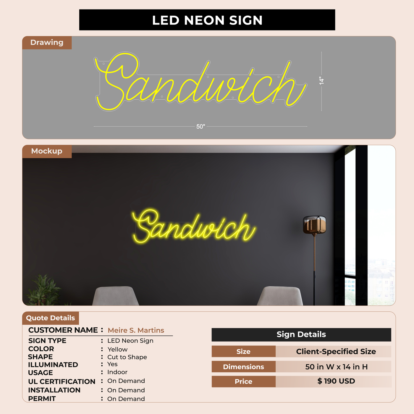 LED Neon Signs for Meire S. Martins