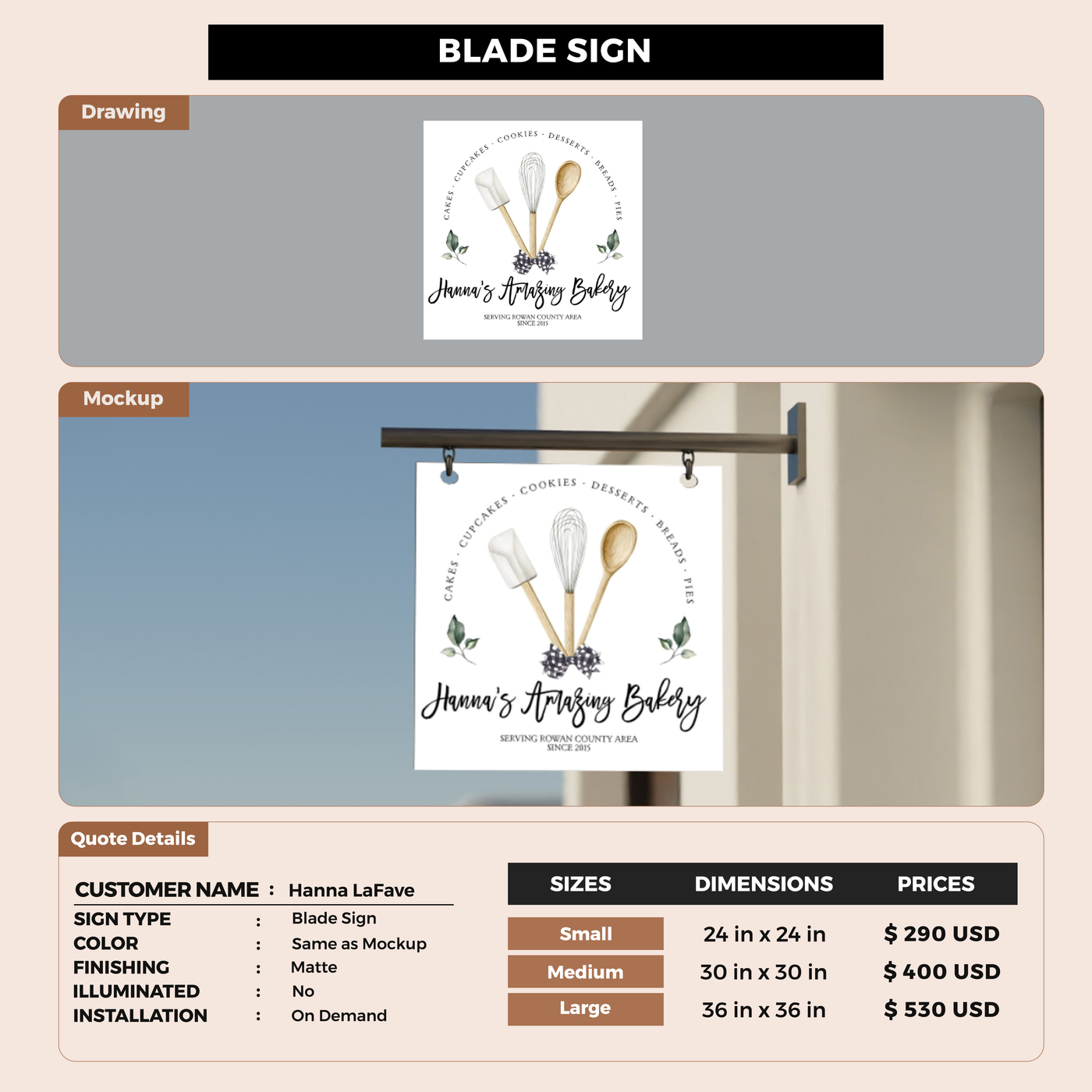 2d blade sign for Hanna LaFave