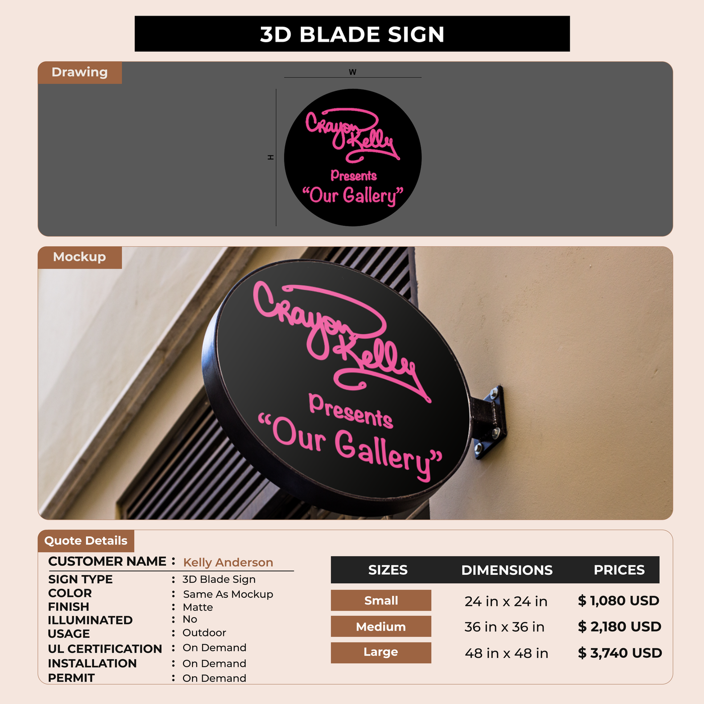 Business signage for Kelly Anderson