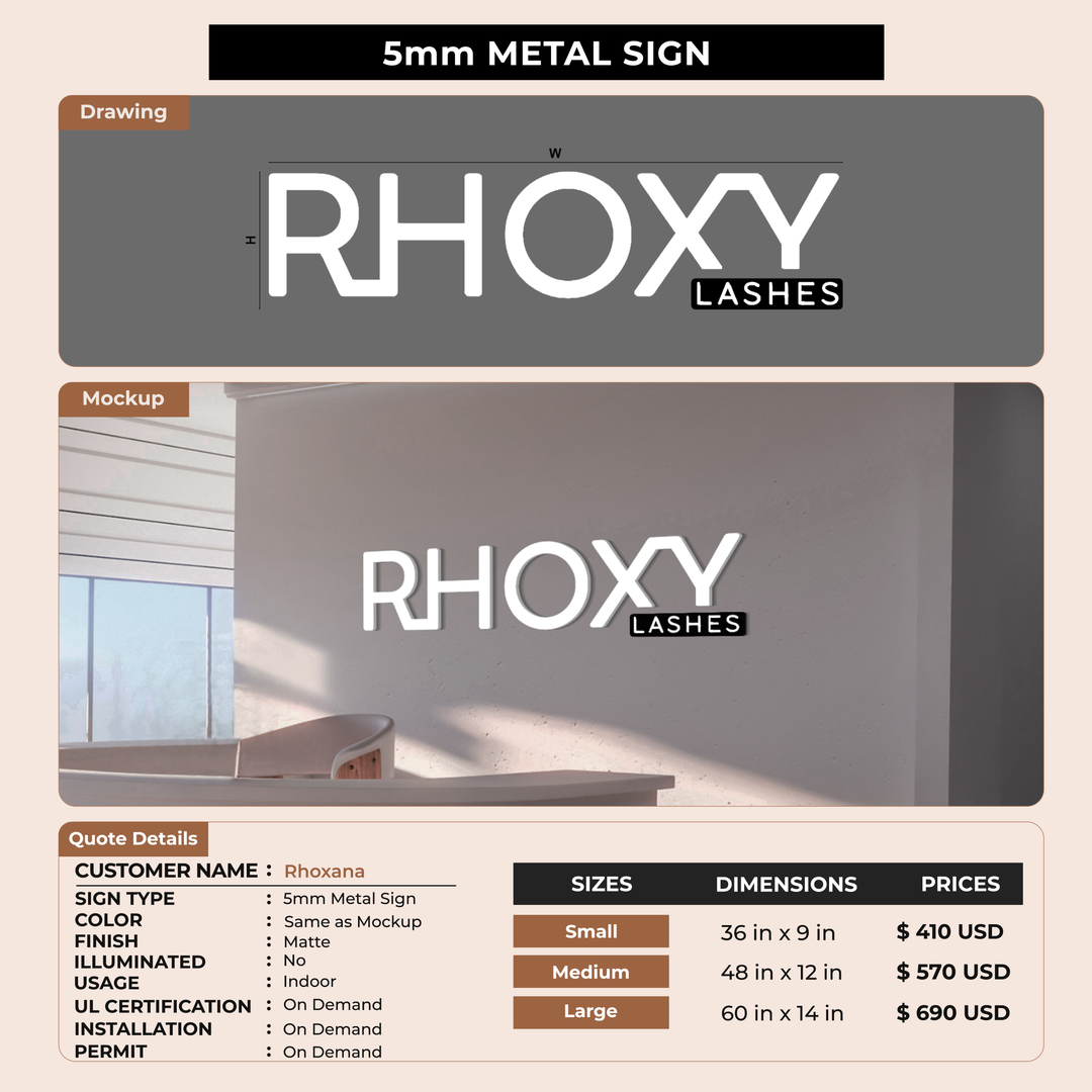 Business signage for Rhoxana
