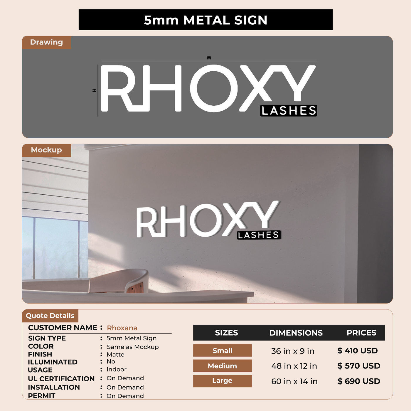 Business signage for Rhoxana