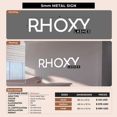 Business signage for Rhoxana