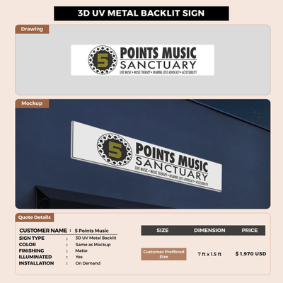Business signage for 5 Points Music Foundation