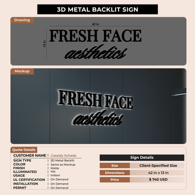 3d metal backlit for Cassidy Schade