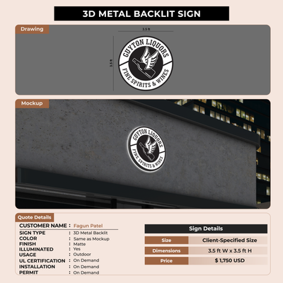 3D Metal Backlit Sign for Fagun Patel