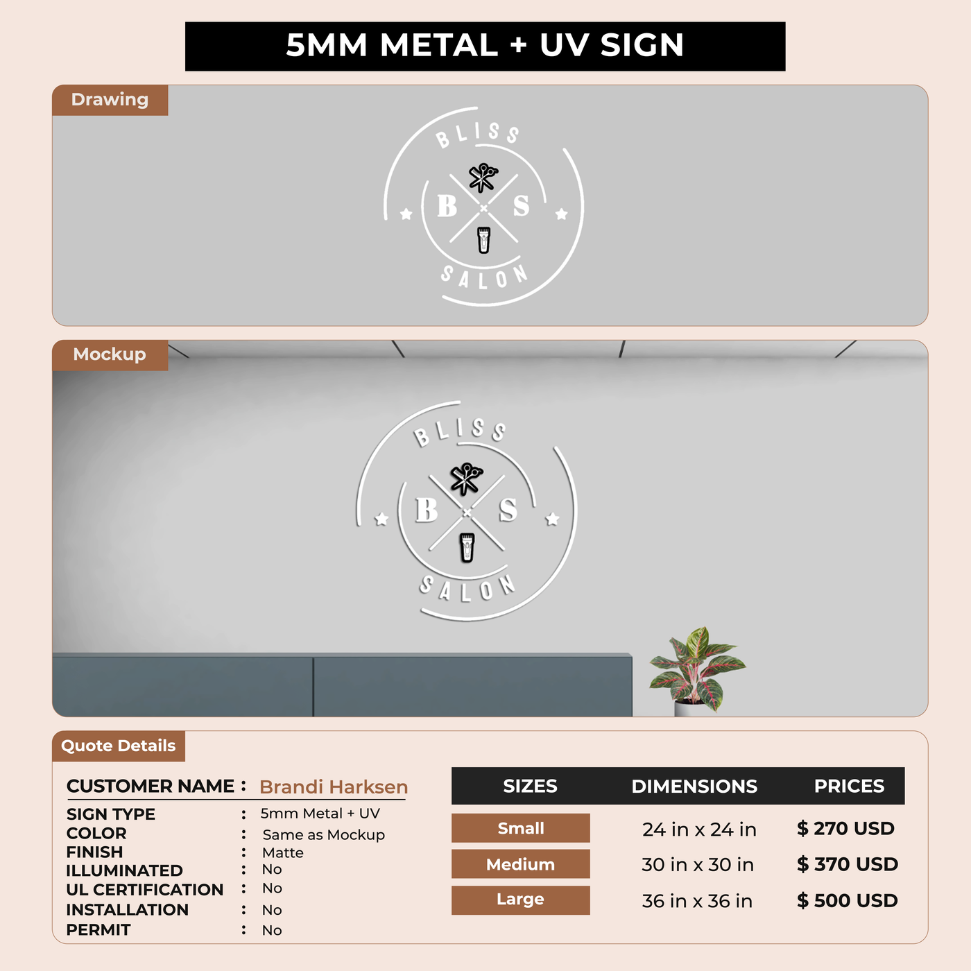 5mm Metal Sign for Brandi Harksen