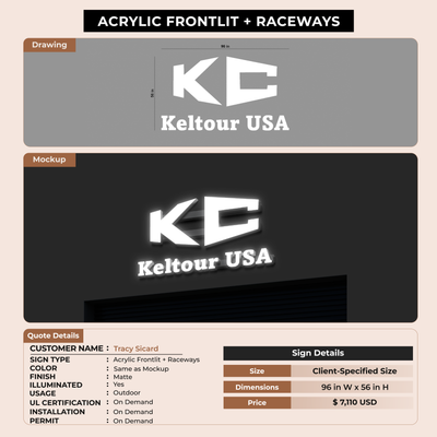 Acrylic Frontlit with raceways for Tracy Sicard