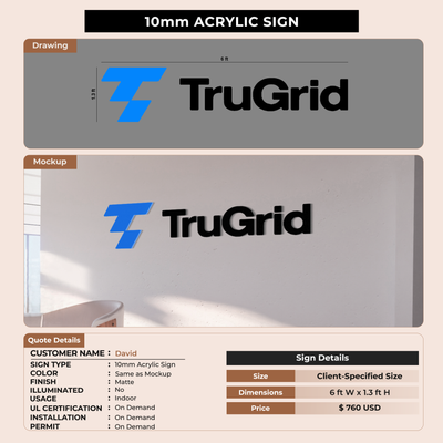 10mm Acrylic sign for david rodger