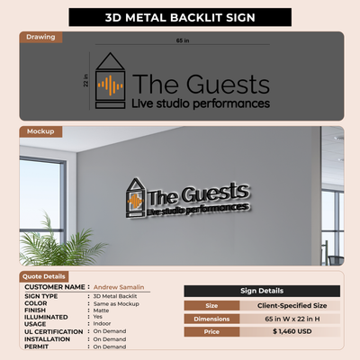 3D Metal Backlit Sign for Andrew Samalin