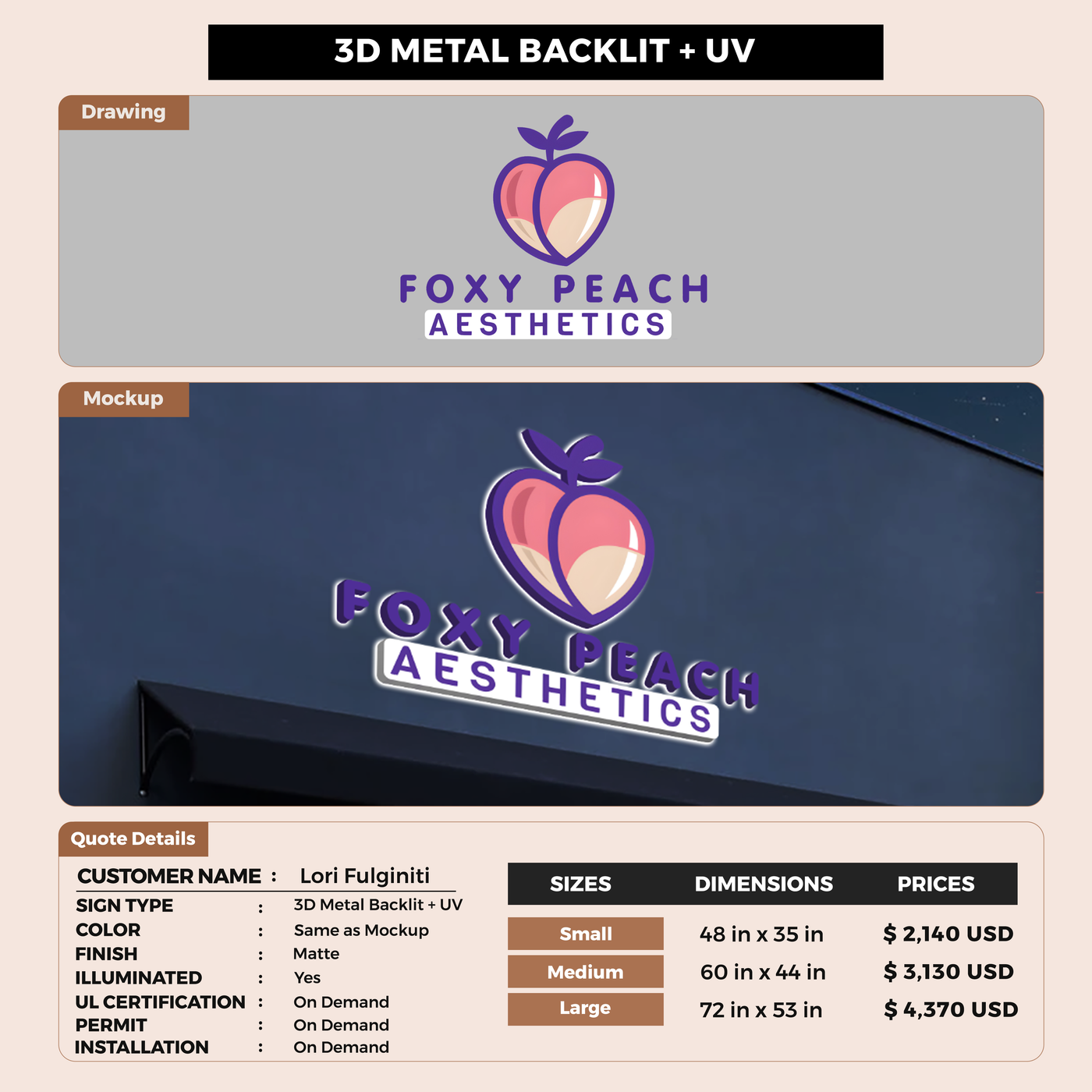 Business signage for Lori Fulginiti