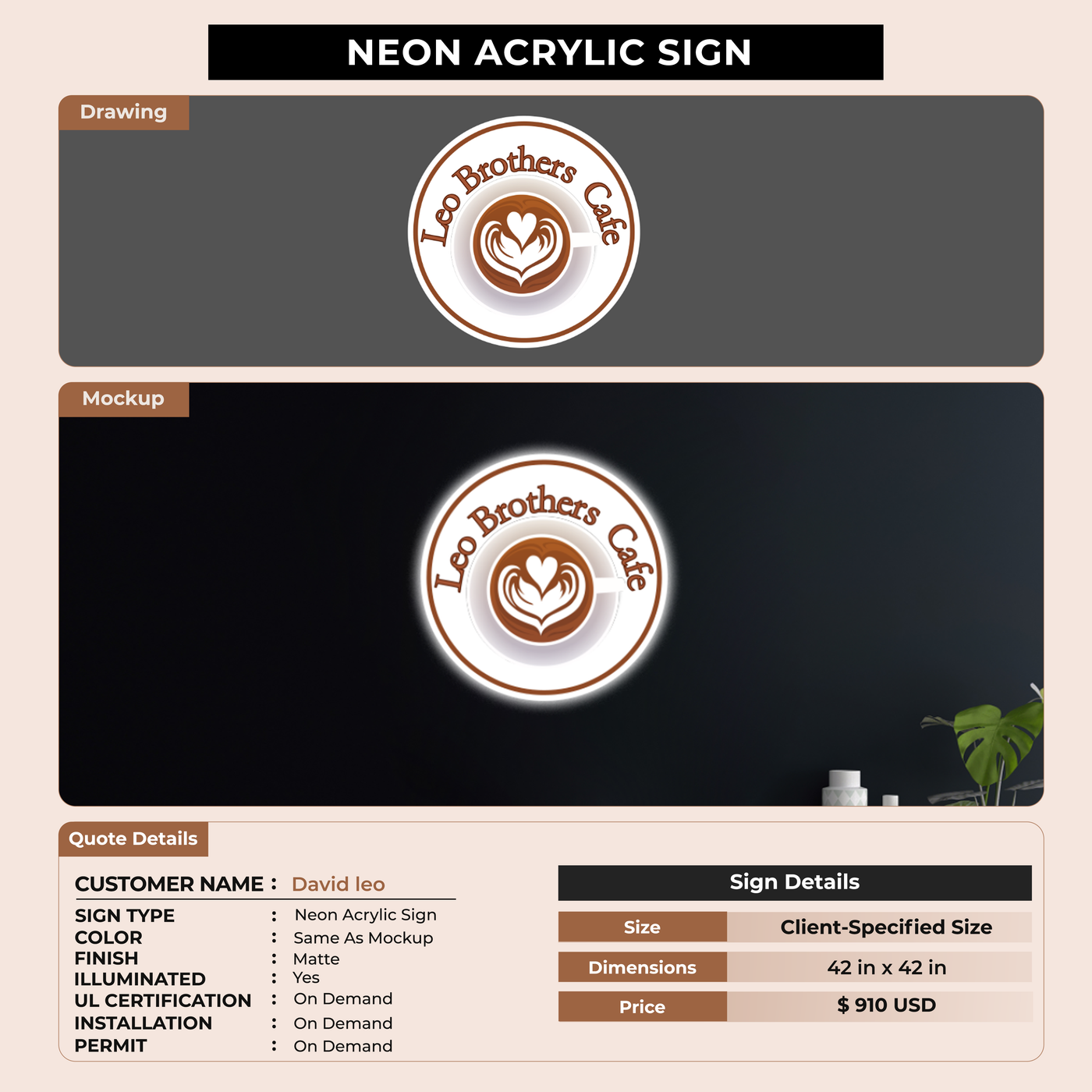 Business signage for David leo