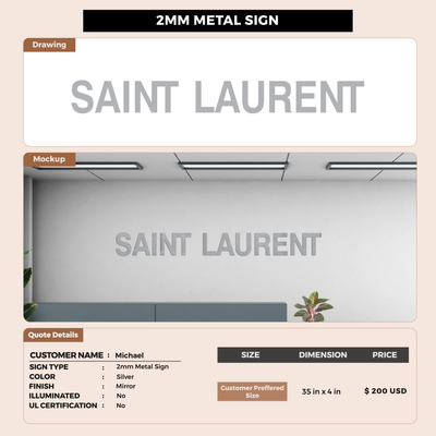 2mm Metal Sign for Michael