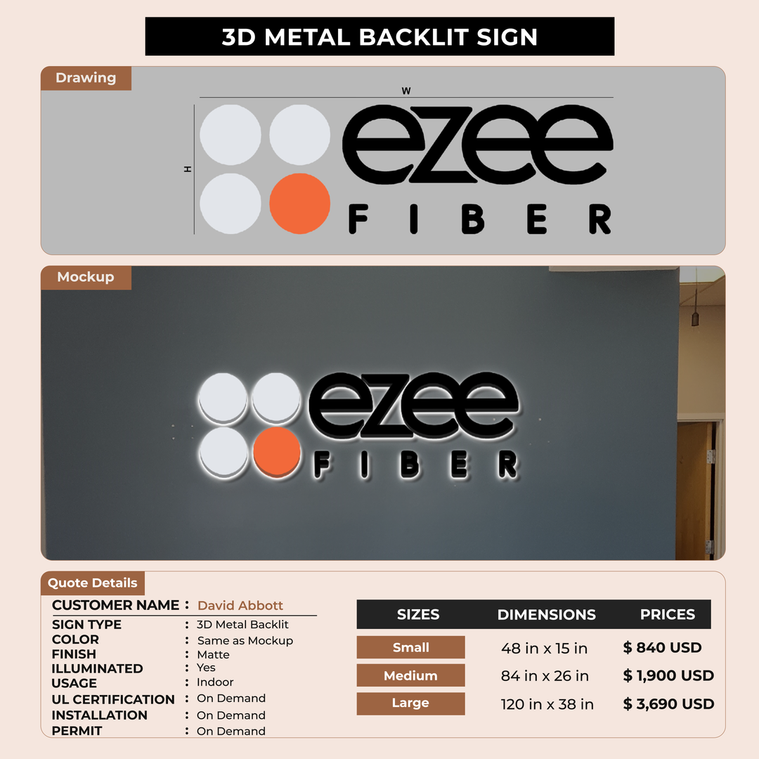3d metal backlit for David Abbott