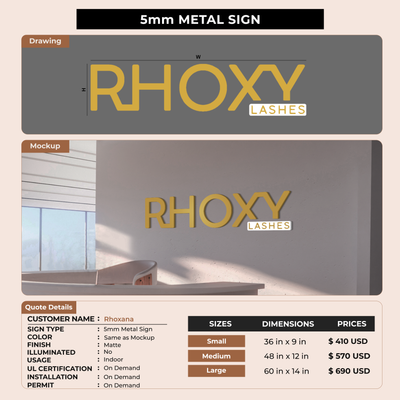 Business signage for Rhoxana