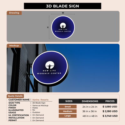 3D Blade Sign for Karina  Rosario