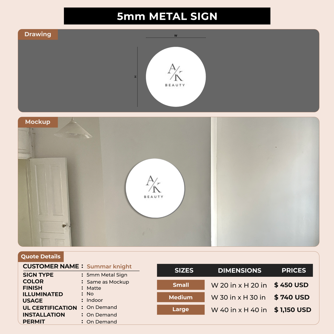 Business Signage for Summar knight