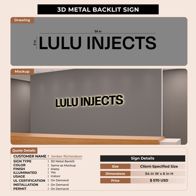 3D Metal Backlit Signage for Jordan Richardson