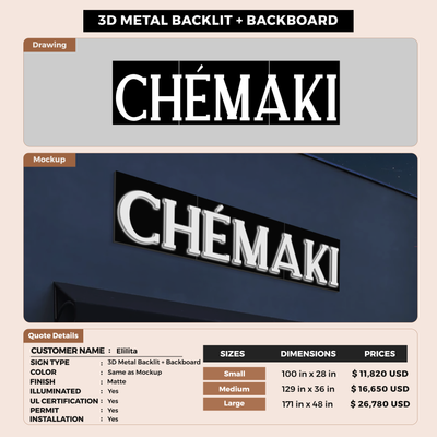 3d metal backlit sign for Elilita
