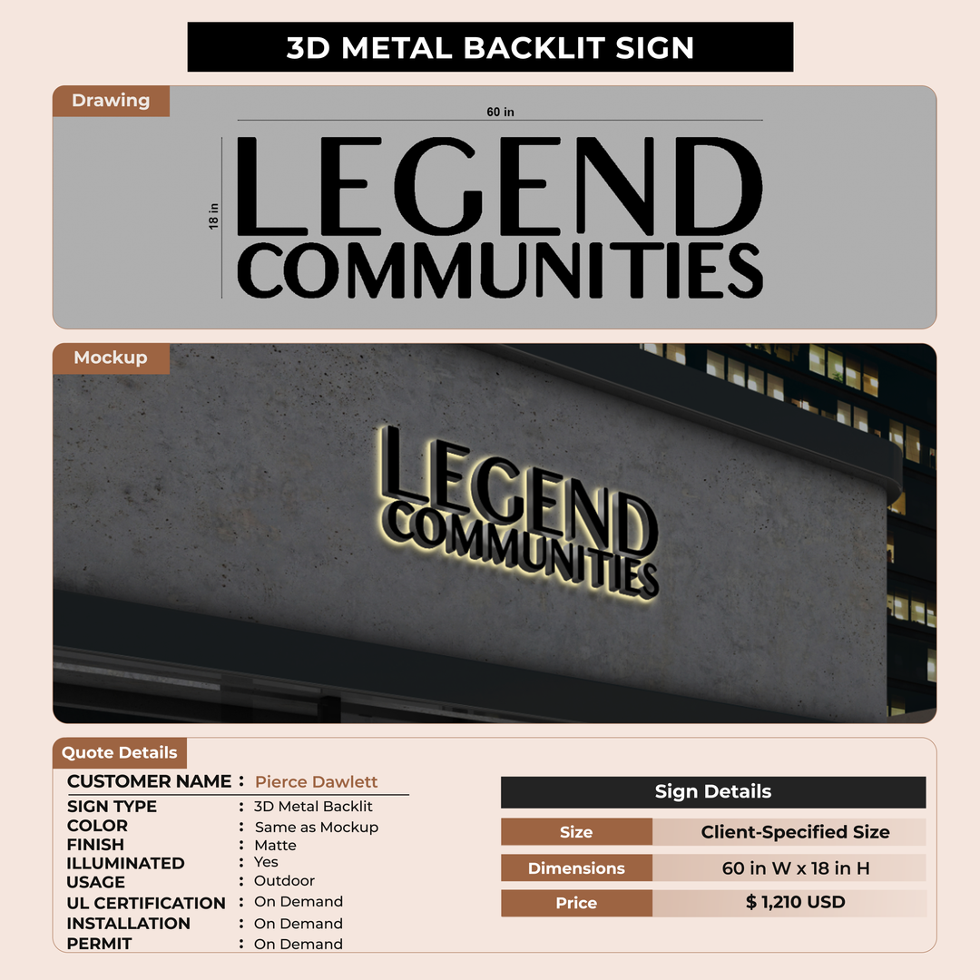 3D Metal Backlit for Pierce Dawlett