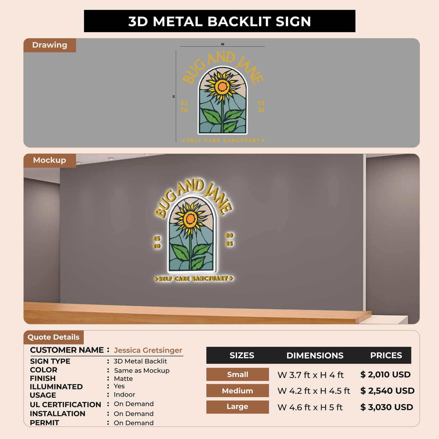 Business signage for Jessica Gretsinger
