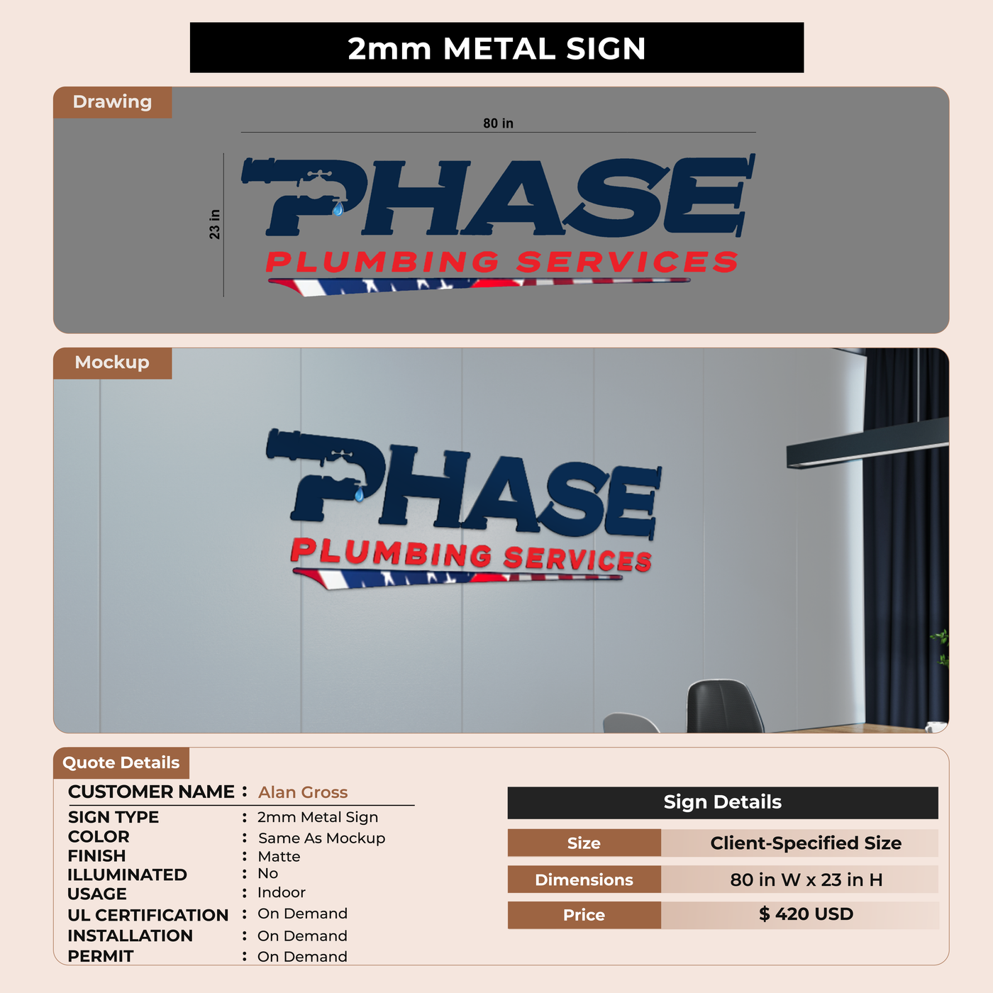 2mm Metal SIGN FOR Alan Gross