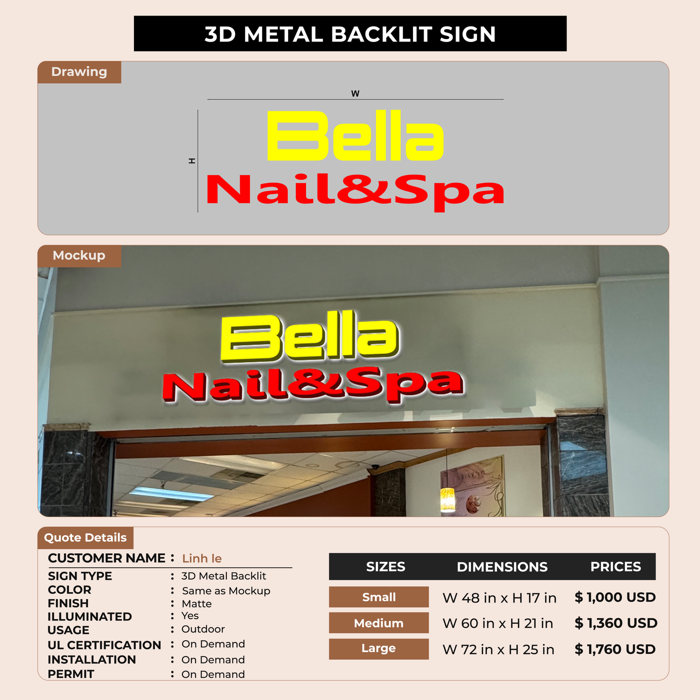 3D Metal Backlit for Linh le