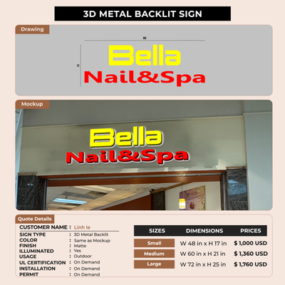 3D Metal Backlit for Linh le