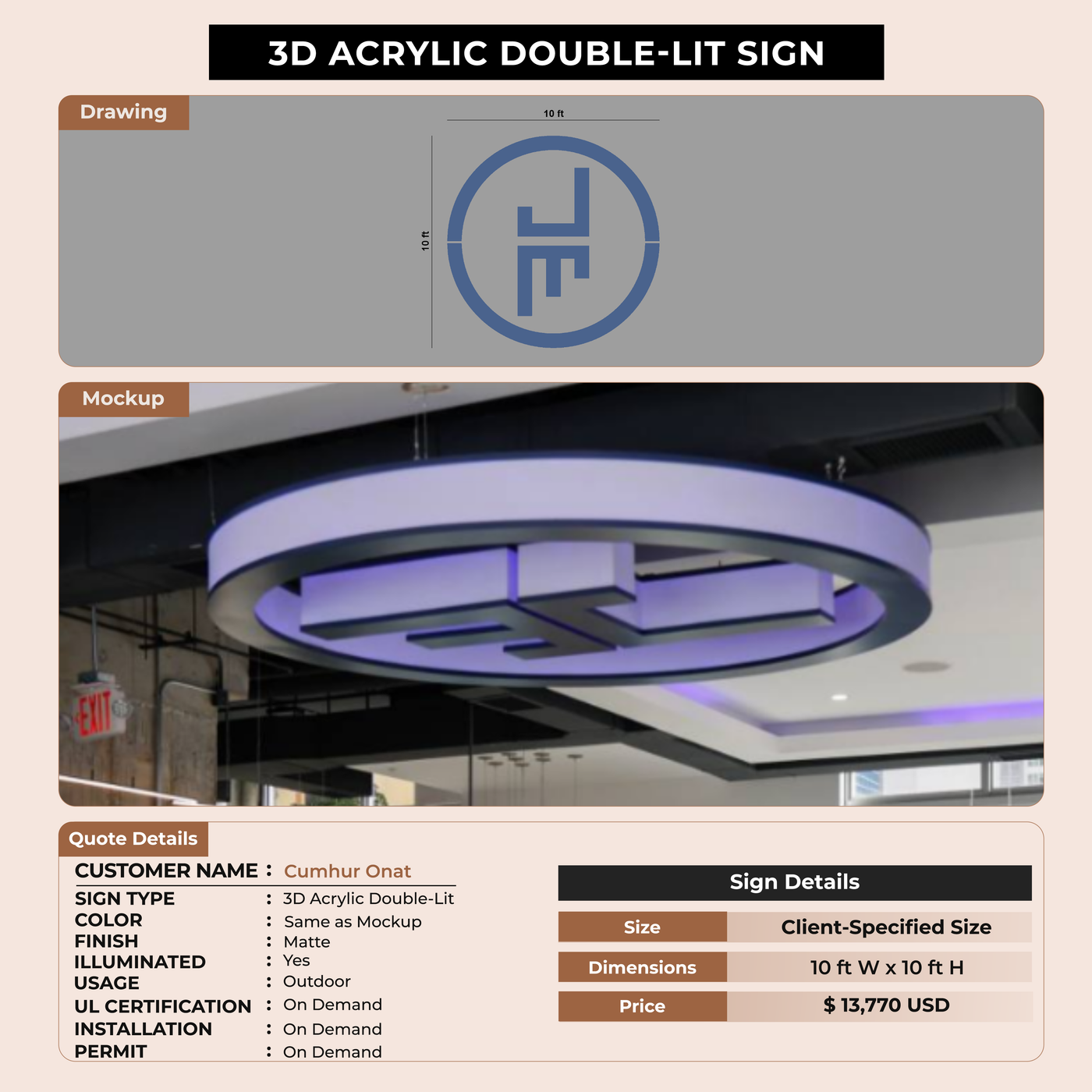 3D Acrylic Doublelit for Cumhur Onat