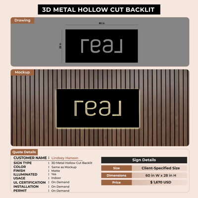 Metal Backlit Sign for Lindsey Hanson