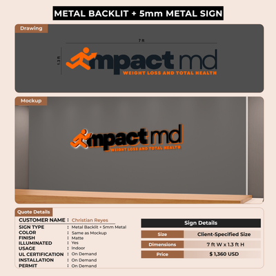 3D Metal Backlit with 5mm Sign for Christian Reyes