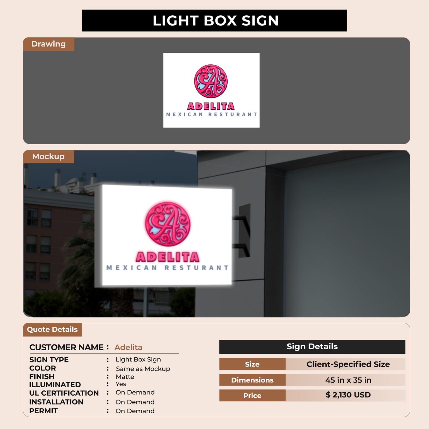 Remaining Payment Lightbox for Adelita