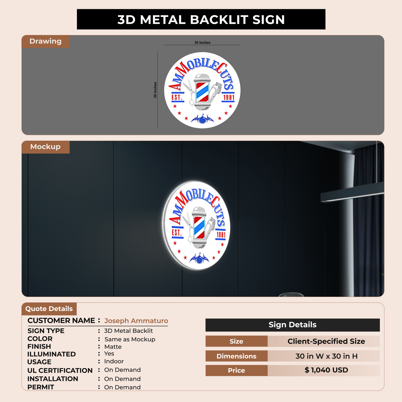 Business Signage for Joseph Ammaturo