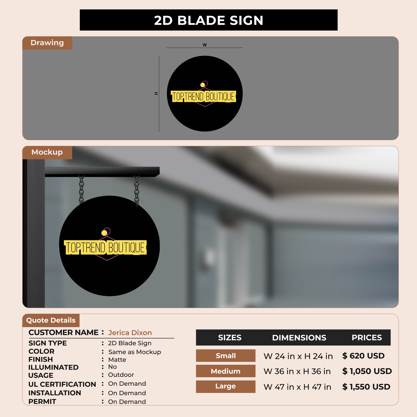 Business Signage for Jerica Dixon