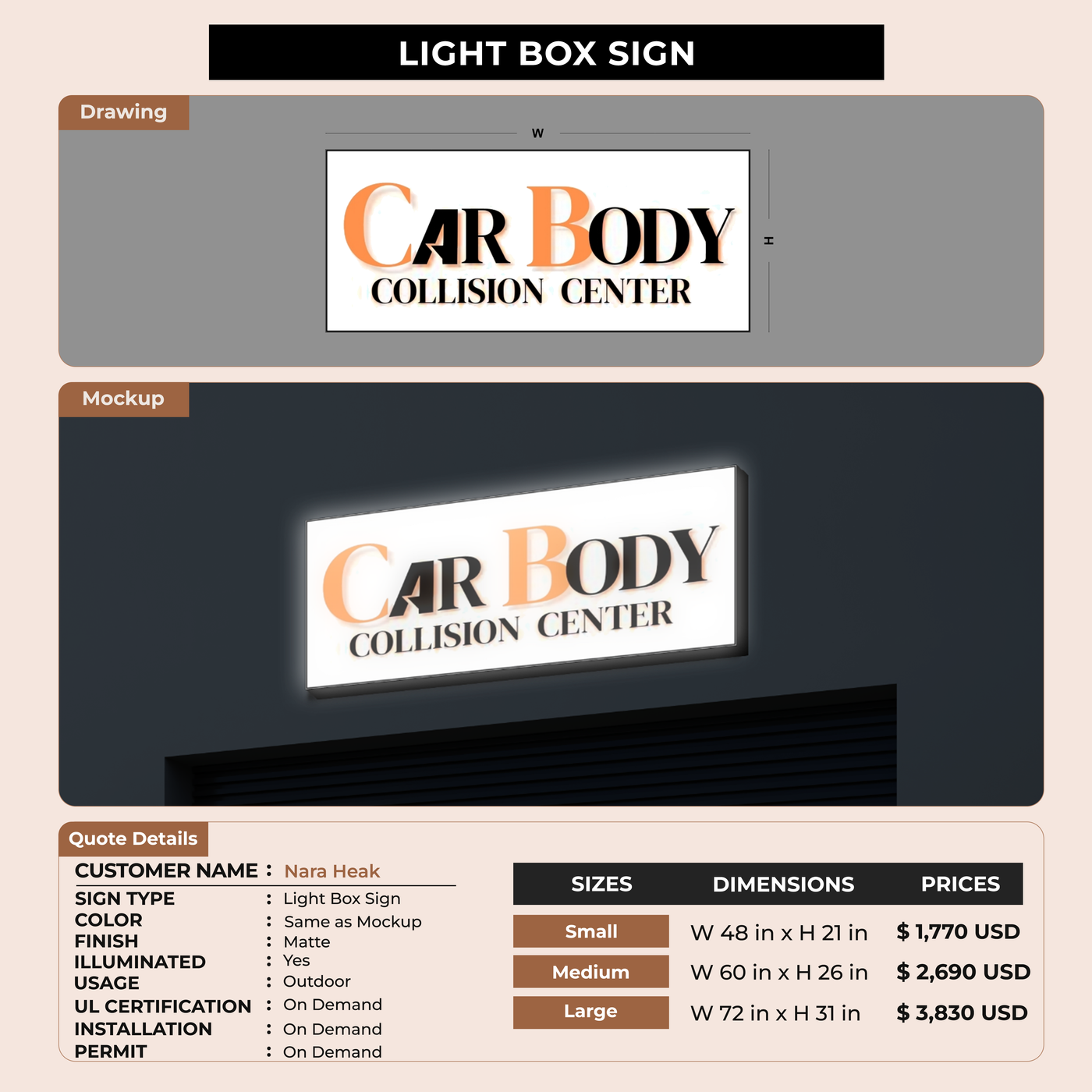 Lightbox Sign for Nara Heak