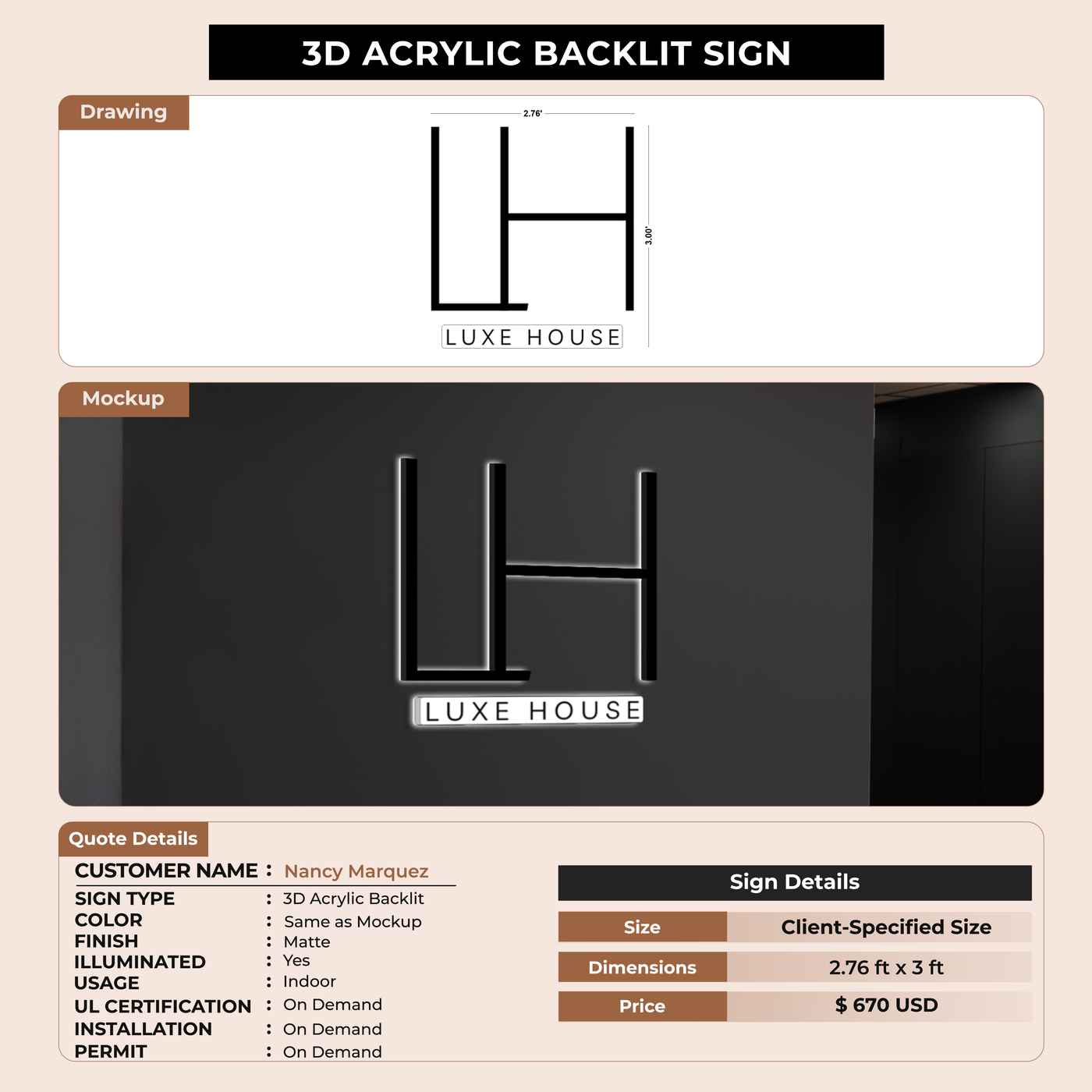 Business signage for Nancy Marquez