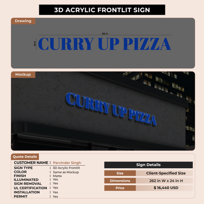 3D Acrylic Frontlit Sign for Parvinder Singh