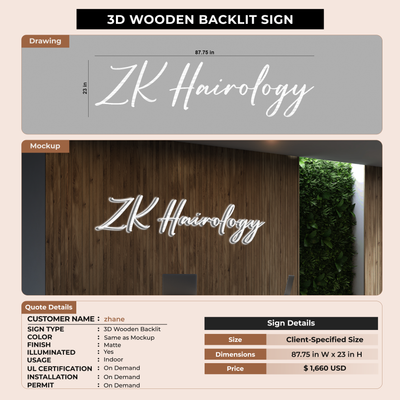 3D Wooden Backlit Sign for Zhane