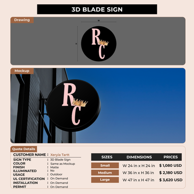 3D Blade Sign for Xeryia Tartt