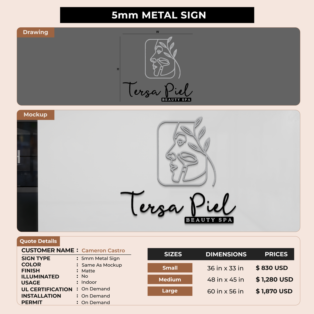 5mm metal sign for Cameron Castro