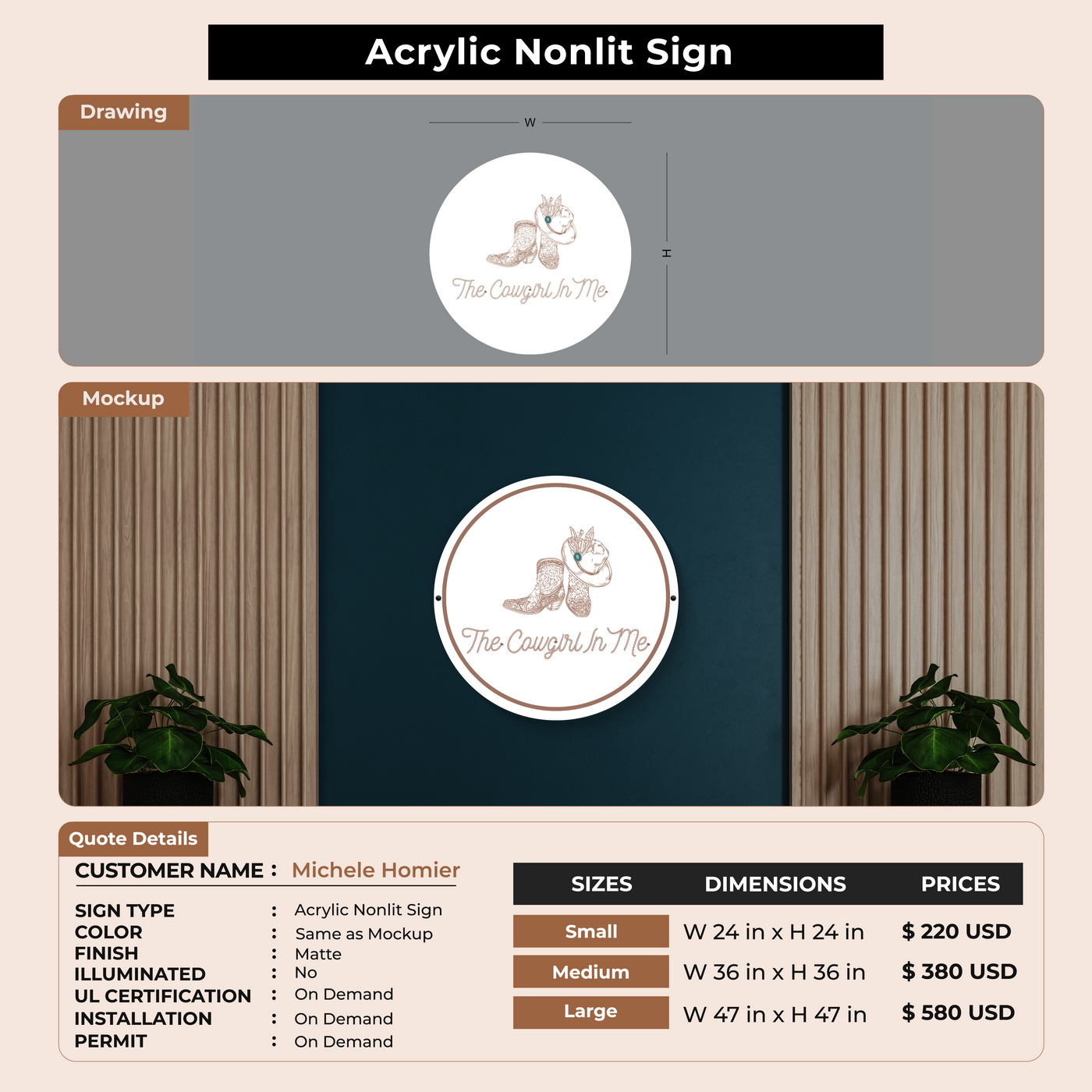 Custom Signs For Michele Homier