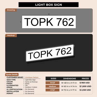 Light Box Sign for Linniqua Yarbro