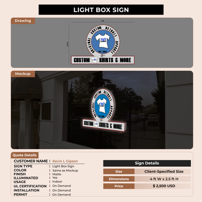 Light Box Sign for Kevin L Gipson