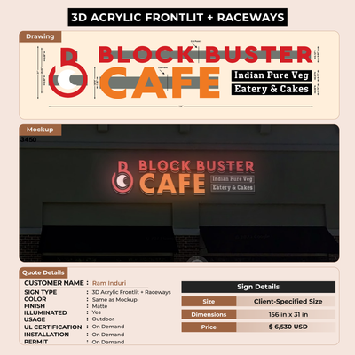 3d acrylic frontlit with raceways for Ram Induri